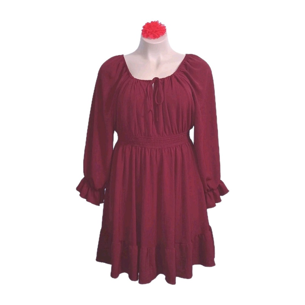 Scomchic Women Prairie Dress 3XL Burgundy Renaissance Maiden Cottagecore Garden